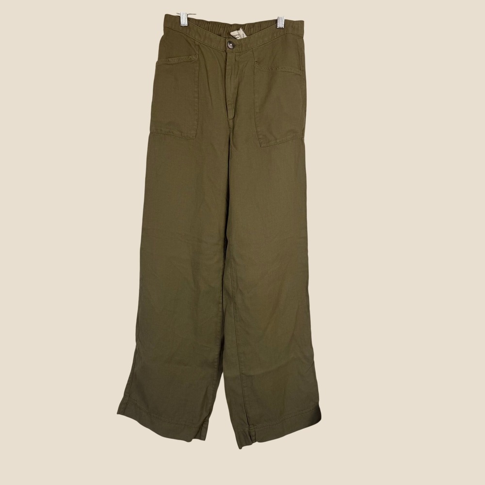 Joie Wide Leg Utility Pants Womens 2 Olive Coastal Grandma Linen Blend High Rise
